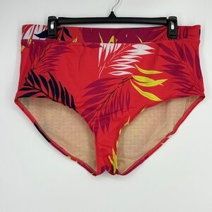 Swim by Cacique Womens 24 Bathing Suit Bottoms Coral Pink Blue Yellow Tropical